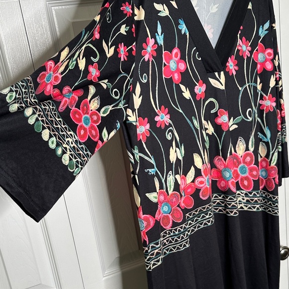 Floral Black Maxi Dress Oversize 2XL Women's Plus Comfy Breathable NWOT - Picture 5 of 10